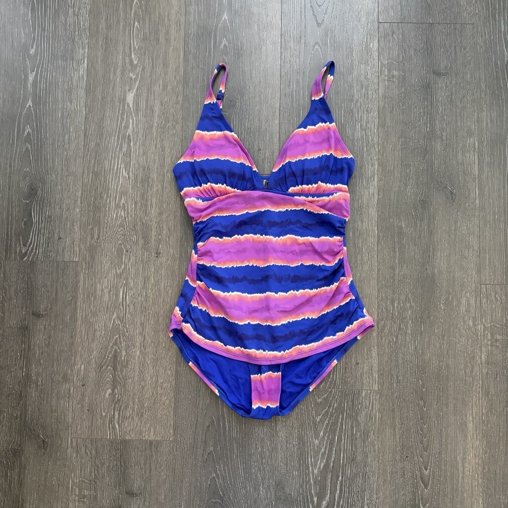 Tommy Bahama One Piece Striped Ruched Swimsuit Sz 8 Beach Vacation Travel Resort
